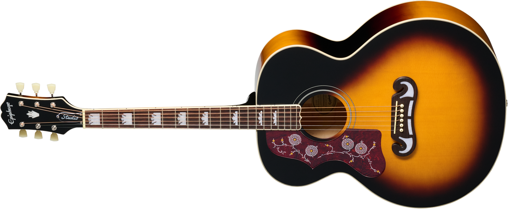 Epiphone J200 Studio Lh Gaucher Ibg Jumbo Epicea Acajou Rw - Vintage Sunburst - Folk-Gitarre - Main picture