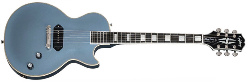 Epiphone Jared James Nichols Les Paul Custom Blues Power Signature S P90 Seymour Duncan Ht Eb - Aged Pelham Blue - Single-Cut-E-Gitarre - Main picture
