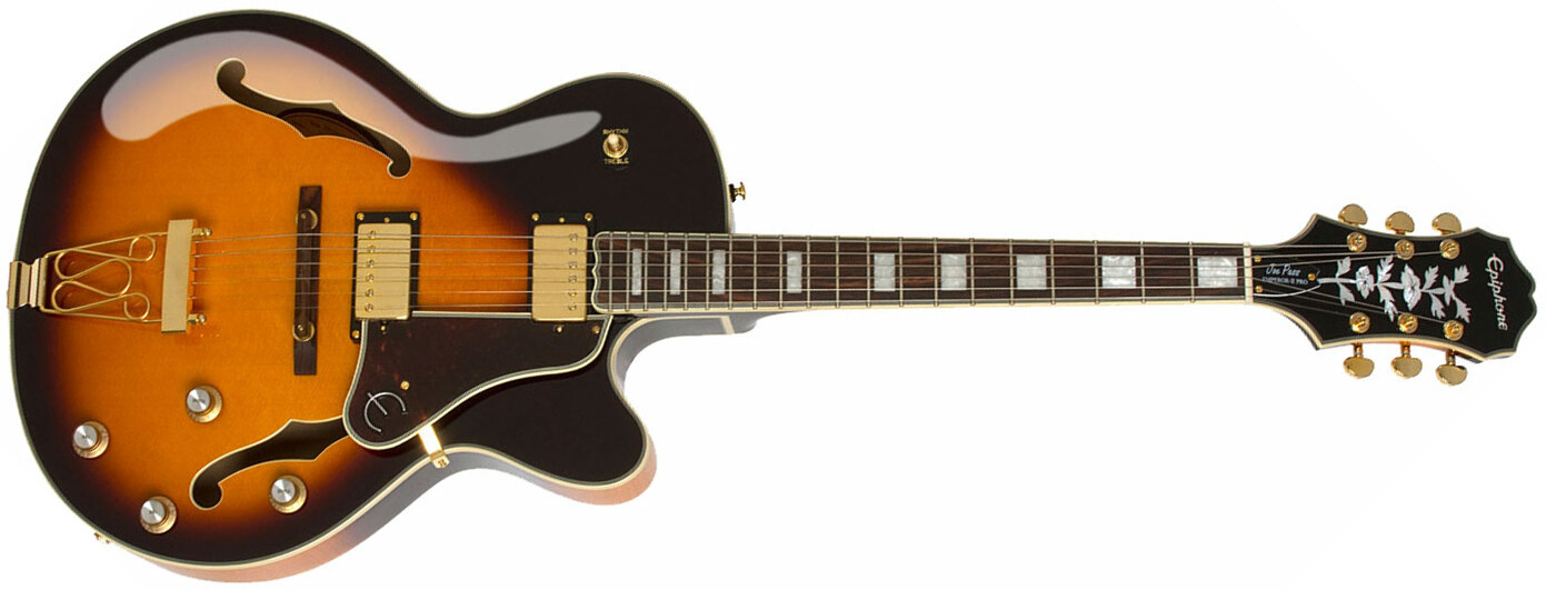 Epiphone Joe Pass Emperor Ii Pro 2018 Signature Hh Ht Pf - Vintage Sunburst - Hollowbody E-Gitarre - Main picture