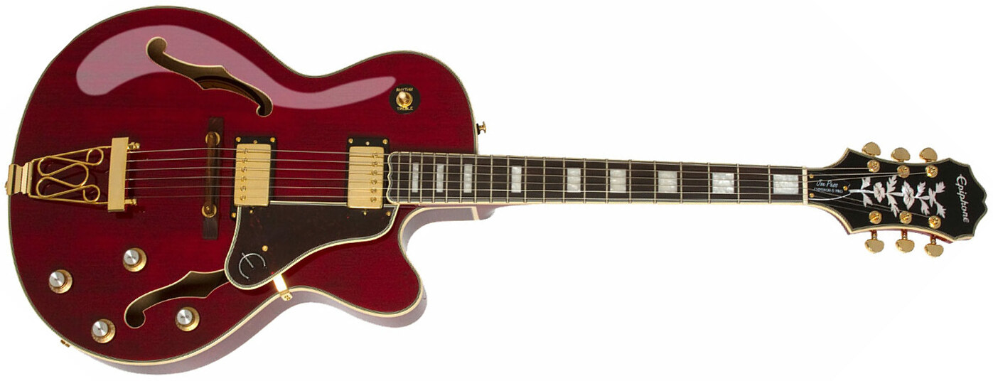 Epiphone Joe Pass Emperor Ii Pro 2018 Signature Hh Ht Pf - Wine Red - Hollowbody E-Gitarre - Main picture