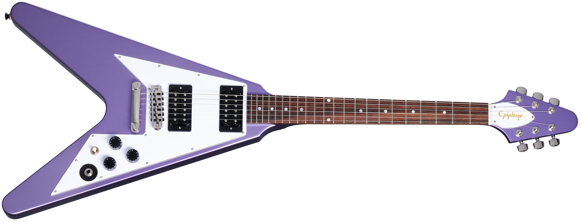 Epiphone Kirk Hammett Flying V 1979 Signature 2h Gibson  Ht Rw - Purple Metallic - Signature-E-Gitarre - Main picture