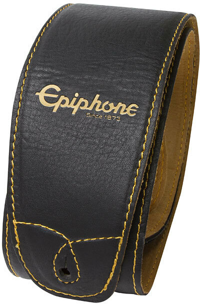 Epiphone Leather Guitar Strap Cuir 3inc Black - Gitarrengurt - Main picture