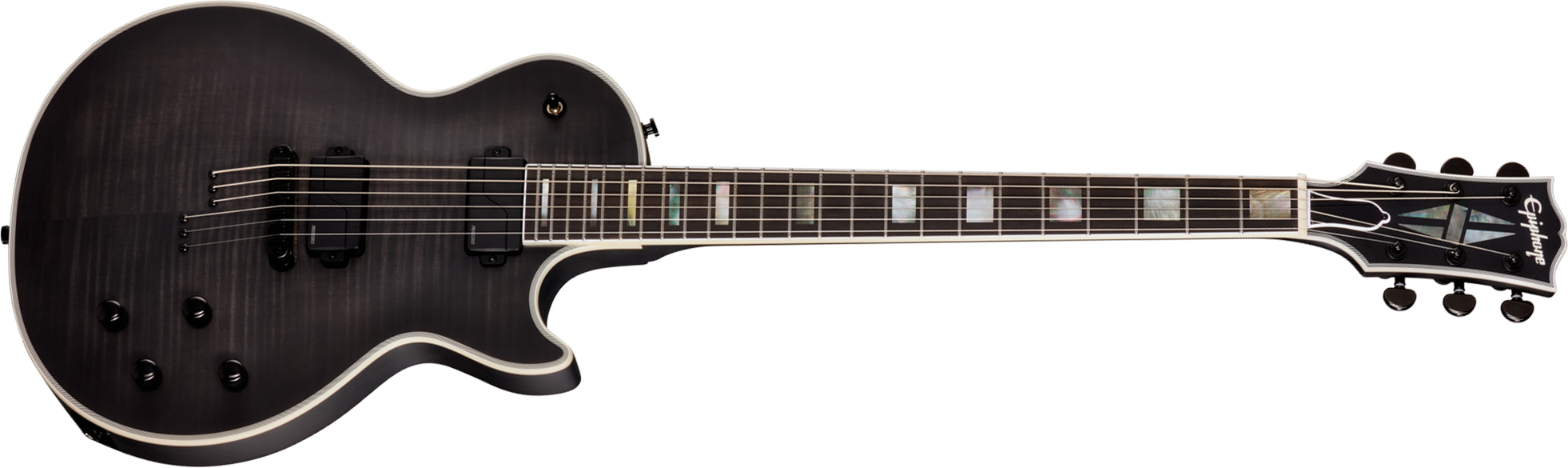 Epiphone Les Paul Baritone Prophecy Modern 2h Fishman Fluence Ht Eb - Obsidian Storm Satin - Bariton E-Gitarre - Main picture