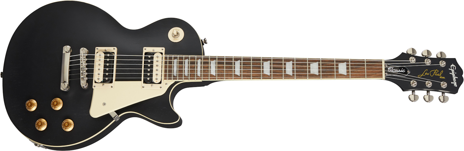 Epiphone Les Paul Classic Worn 2020 Hh Ht Lau - Worn Ebony - Single-Cut-E-Gitarre - Main picture