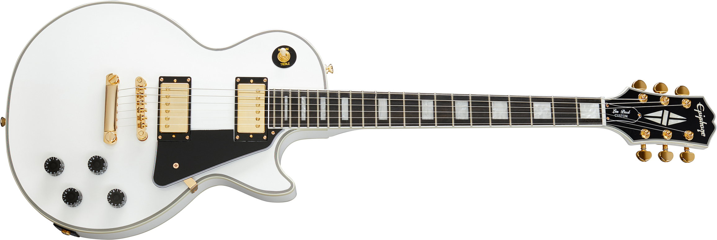 Epiphone Les Paul Custom 2h Ht Eb - Alpine White - Single-Cut-E-Gitarre - Main picture