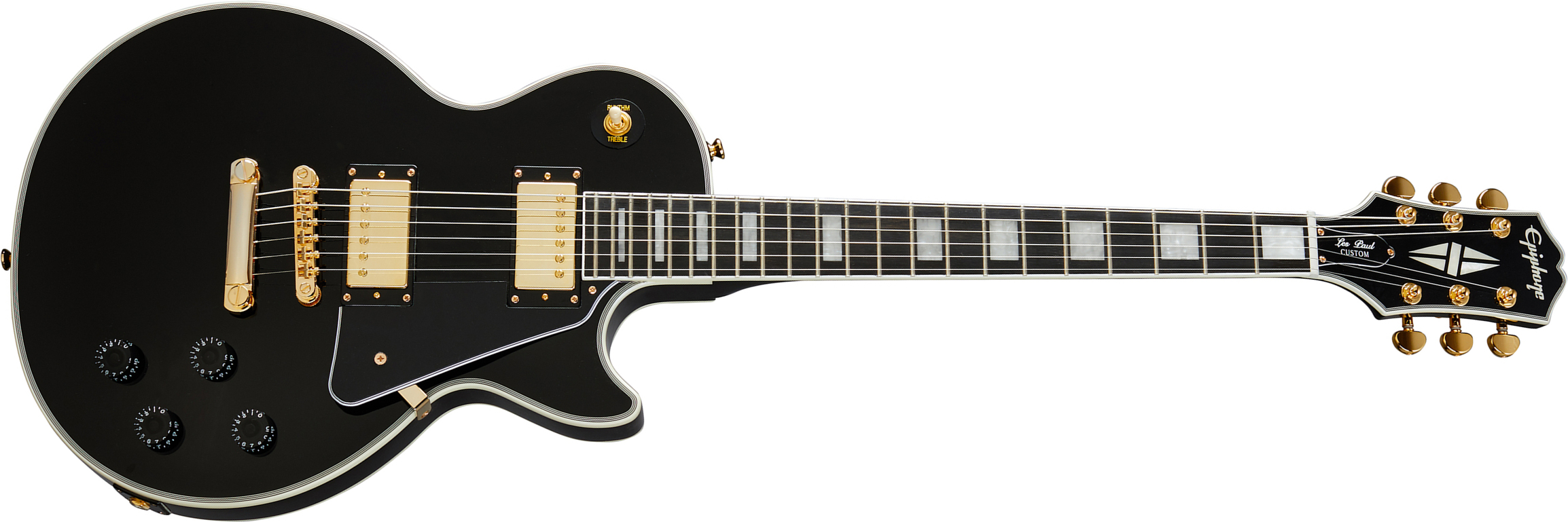 Epiphone Les Paul Custom 2h Ht Eb - Ebony - Single-Cut-E-Gitarre - Main picture