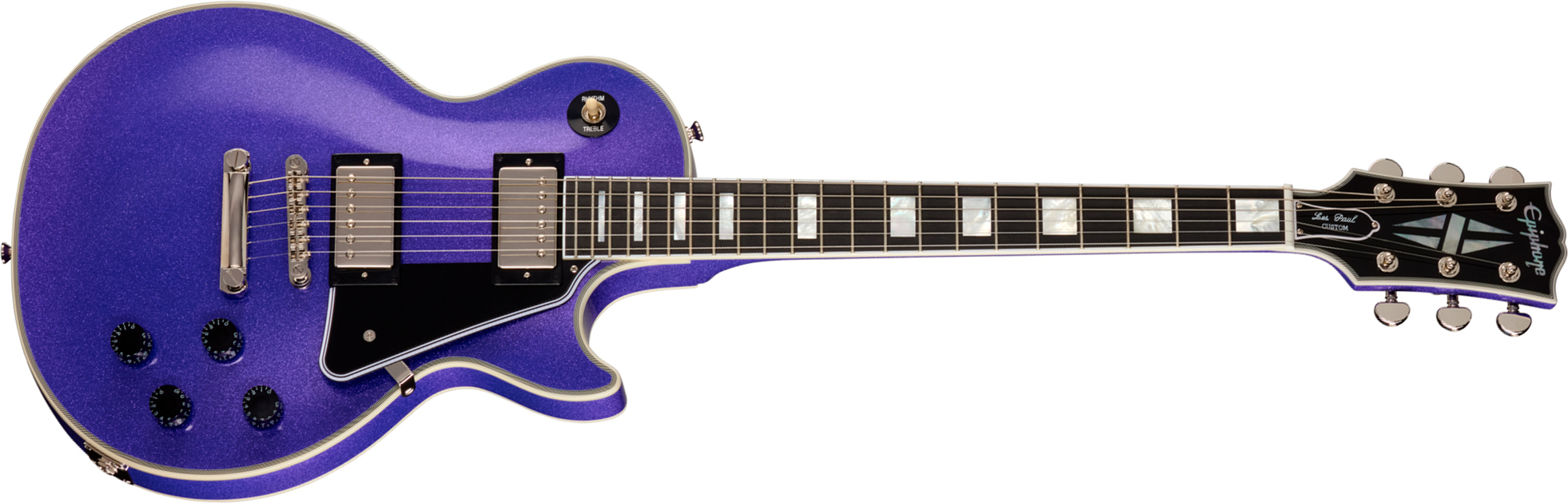 Epiphone Les Paul Custom Igc 2h Gibson Ht Eb - Amethyst Sparkle - Single-Cut-E-Gitarre - Main picture