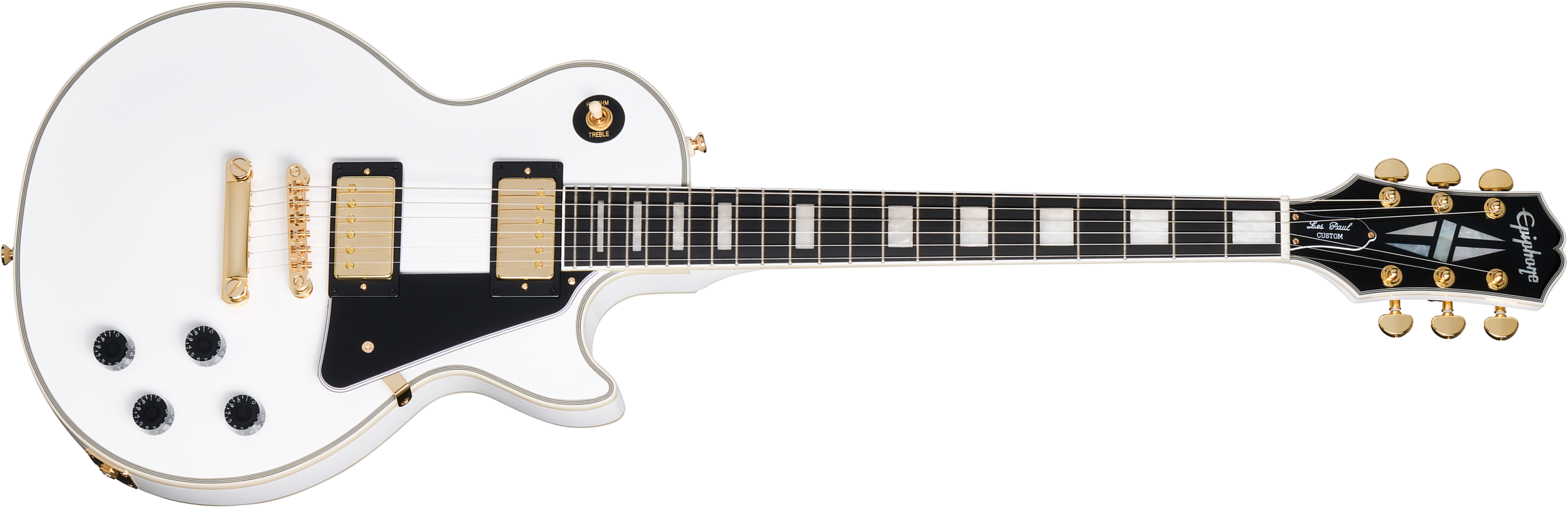 Epiphone Les Paul Custom Insp. By Gibson Original 2h Ht Eb - Alpine White - Single-Cut-E-Gitarre - Main picture