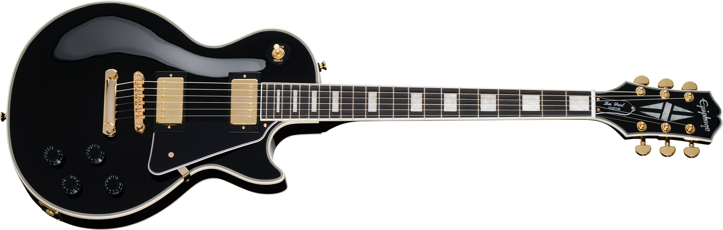 Epiphone Les Paul Custom Insp. By Gibson Original 2h Ht Eb - Ebony - Single-Cut-E-Gitarre - Main picture