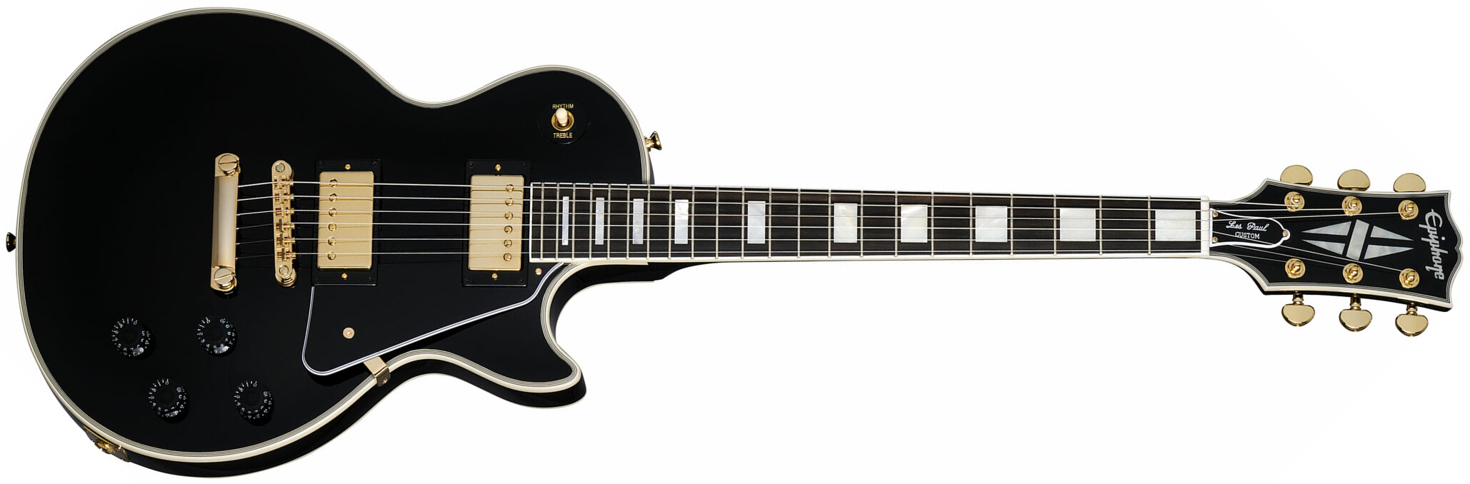 Epiphone Les Paul Custom Inspired By 2h Ht Eb - Ebony - Single-Cut-E-Gitarre - Main picture