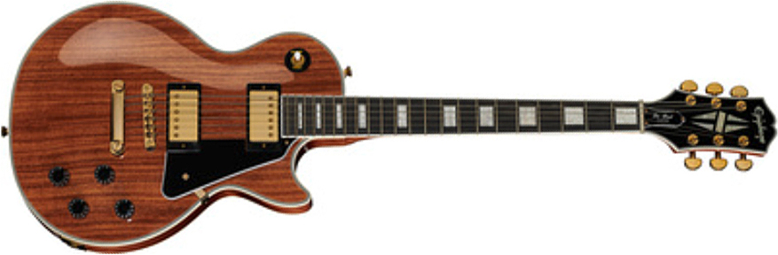 Epiphone Les Paul Custom Koa 2h Ht Eb - Natural - Single-Cut-E-Gitarre - Main picture