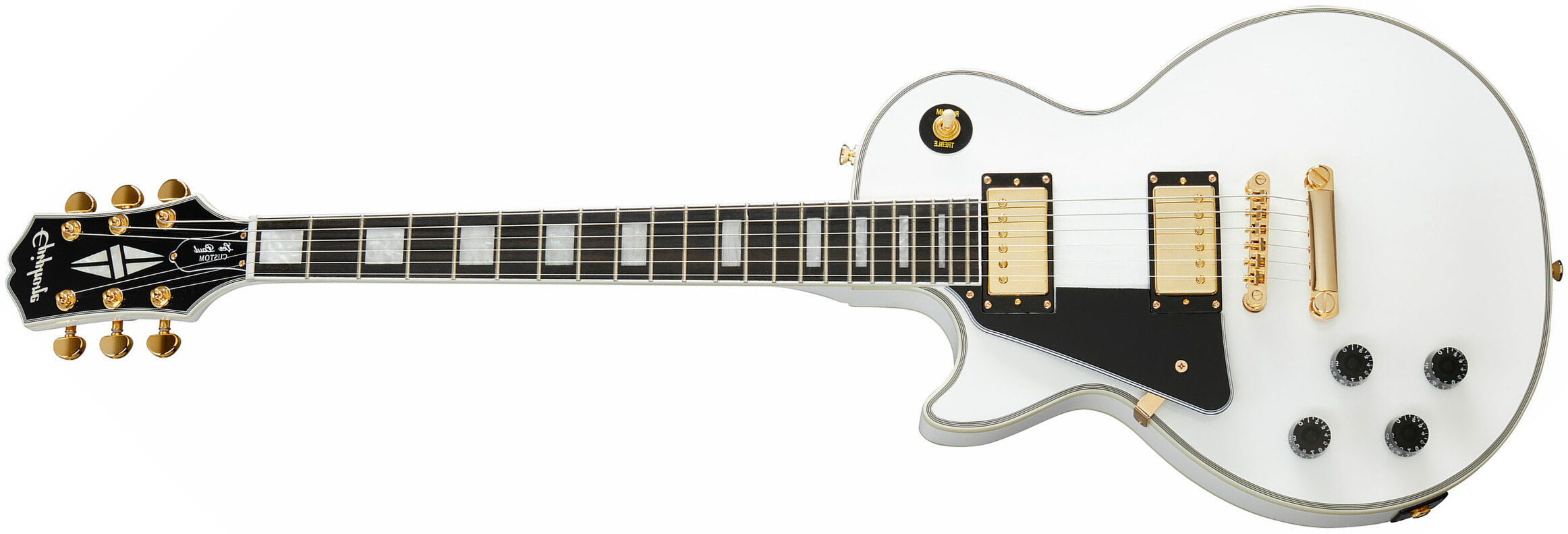 Epiphone Les Paul Custom Lh Gaucher 2h Ht Eb - Alpine White - E-Gitarre für Linkshänder - Main picture