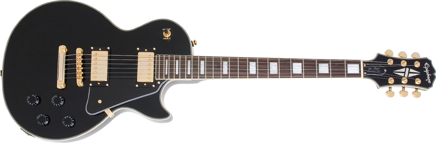 Epiphone Les Paul Custom Pro Gh - Ebony - Single-Cut-E-Gitarre - Main picture