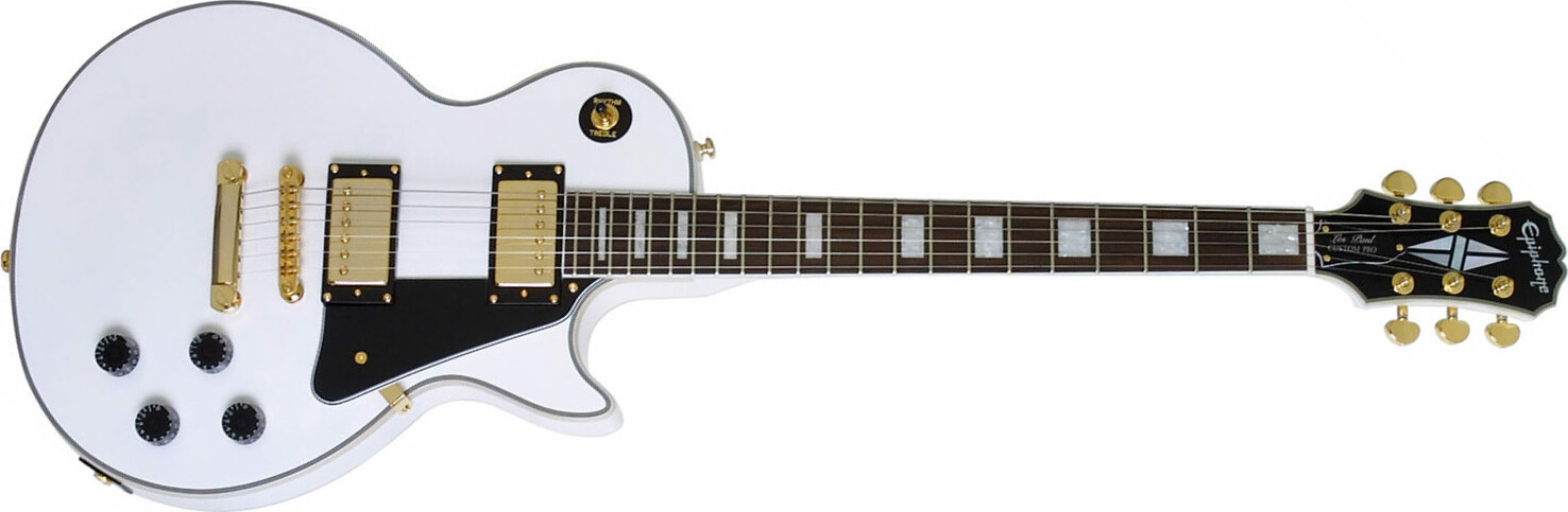 Epiphone Les Paul Custom Pro Gh - Alpine White - Single-Cut-E-Gitarre - Main picture