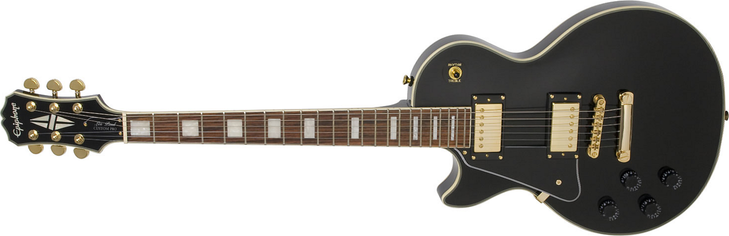 Epiphone Les Paul Custom Pro Lh Gaucher - Ebony - E-Gitarre für Linkshänder - Main picture