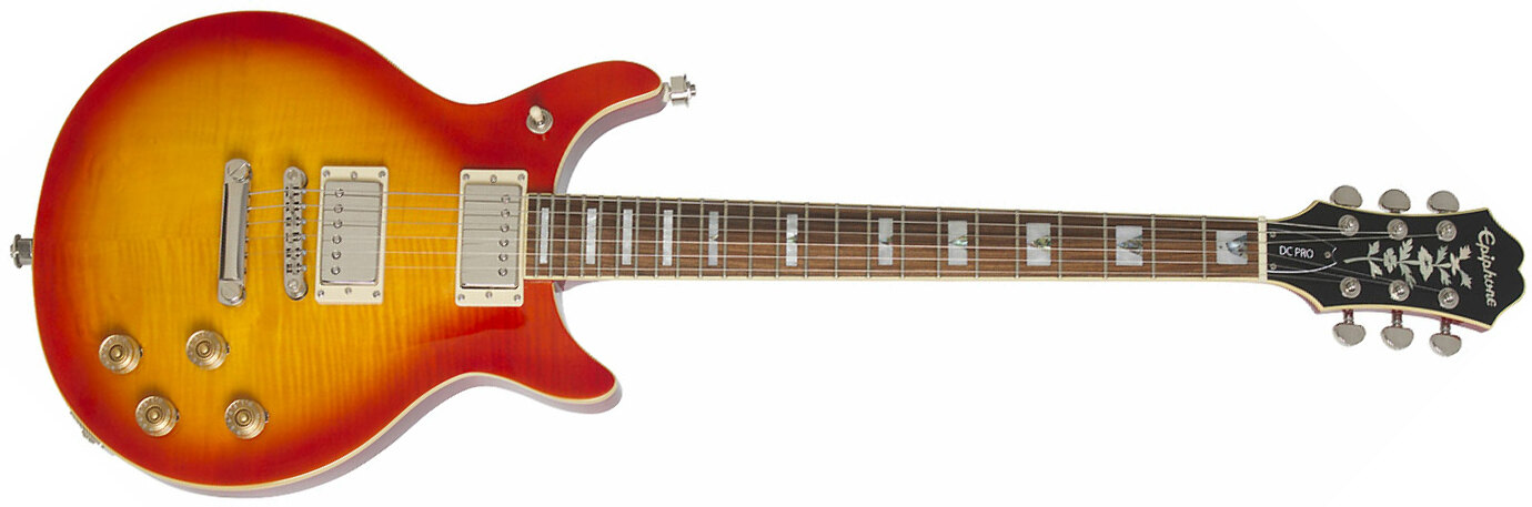 Epiphone Les Paul Dc Pro 2019 2h Ht Pf - Faded Cherry Burst - Double Cut E-Gitarre - Main picture