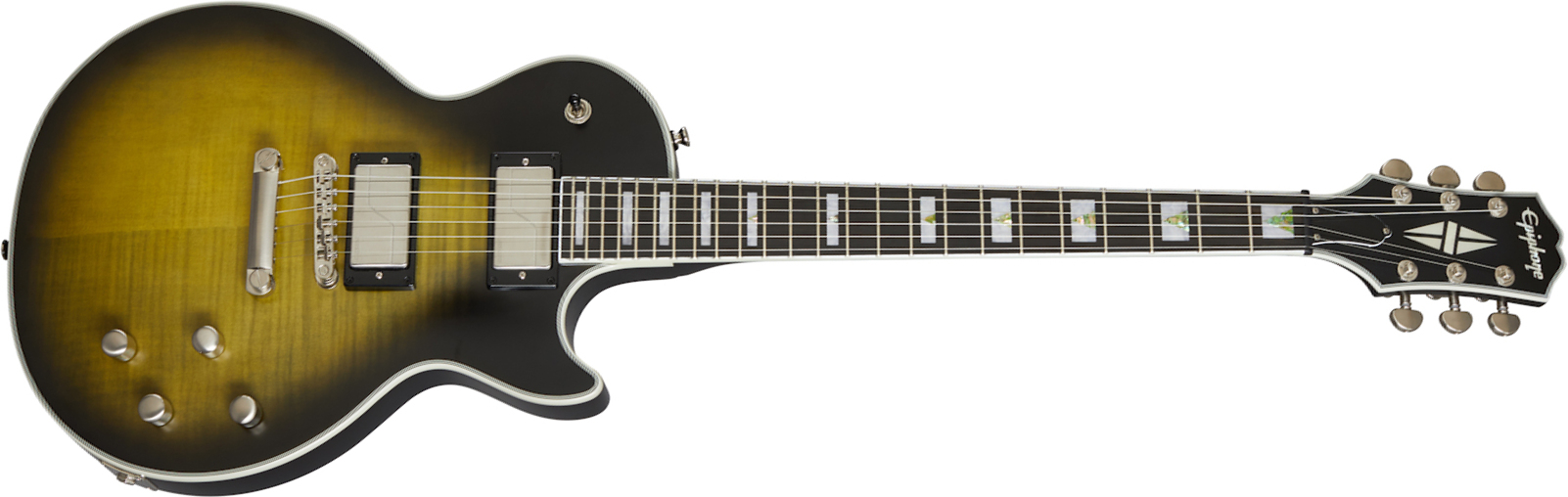 Epiphone Les Paul Prophecy Modern 2h Fishman Fluence Ht Eb - Olive Tiger Aged - Single-Cut-E-Gitarre - Main picture