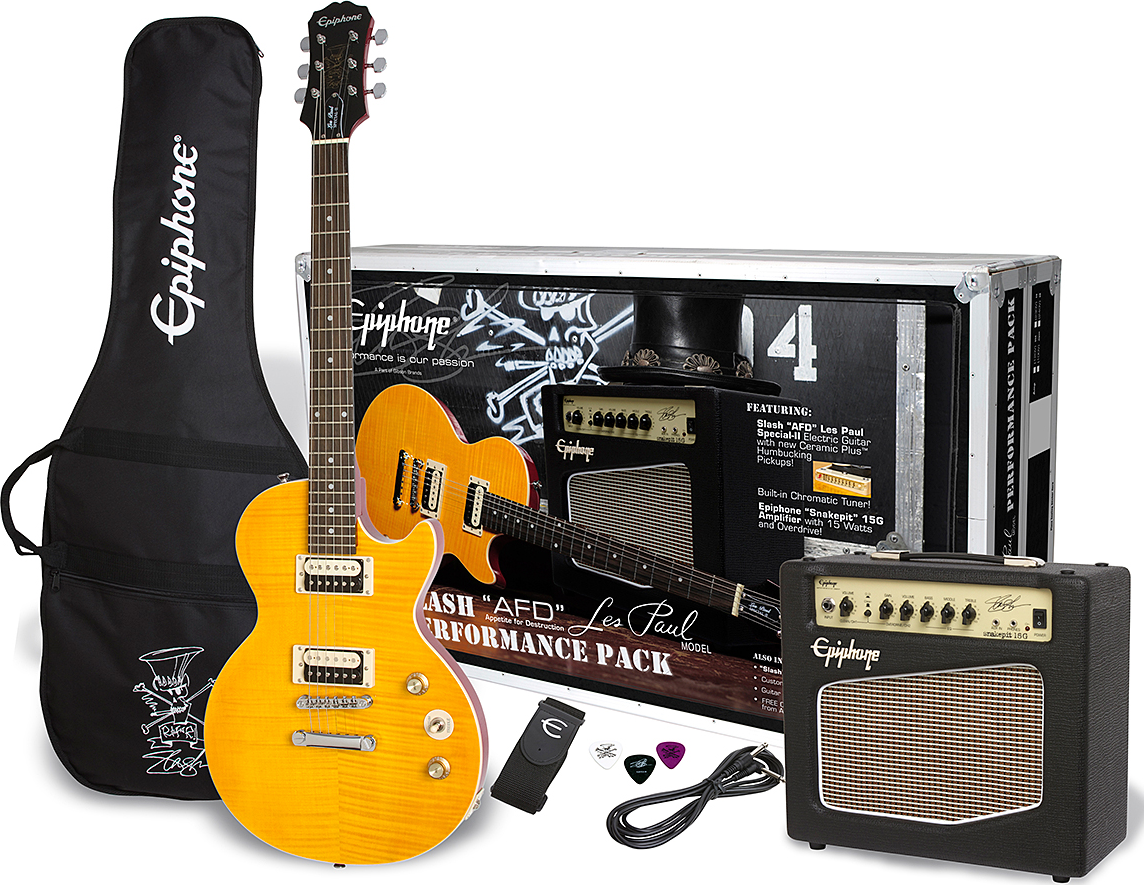 Epiphone Les Paul Slash Afd Performance Pack Ch - Appetite Amber - E-Gitarre Set - Main picture