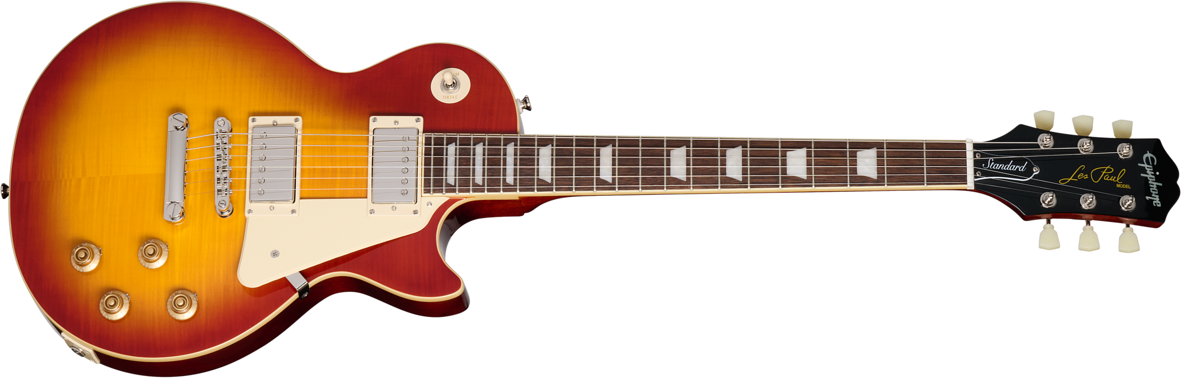 Epiphone Les Paul Standard 50s Figured Insp. By Gibson 2h Ht Lau - Washed Cherry Sunburst - Single-Cut-E-Gitarre - Main picture