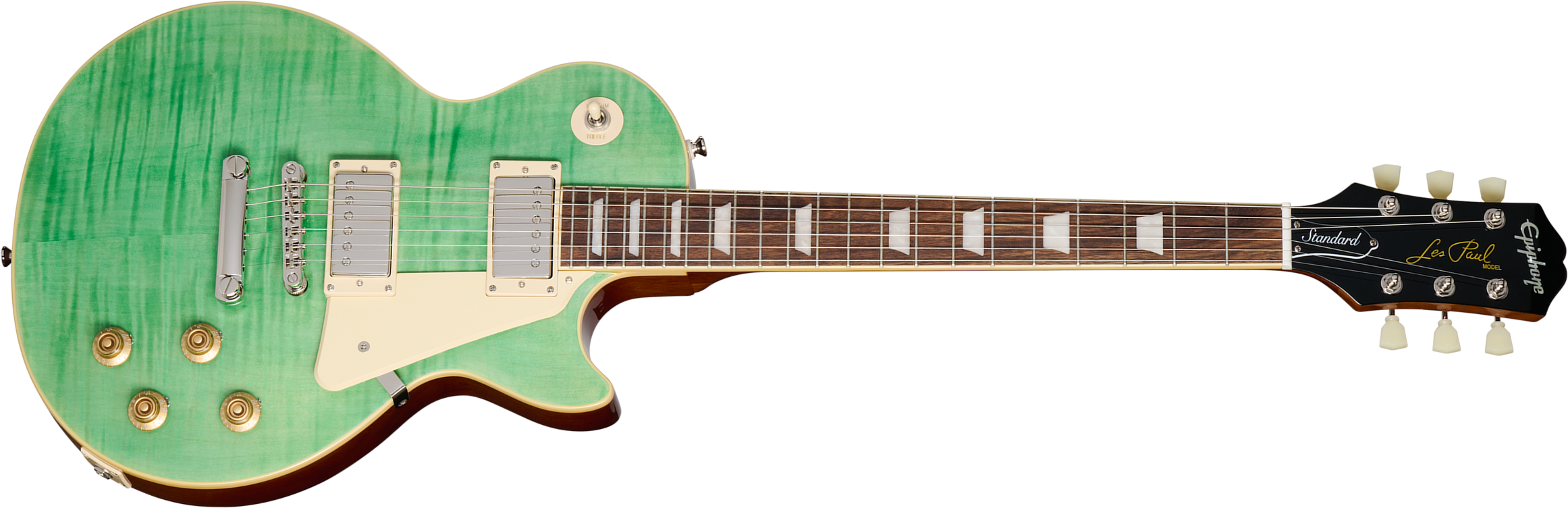 Epiphone Les Paul Standard 50s Figured Insp. By Gibson Original 2h Ht Lau - Seafoam Green - Single-Cut-E-Gitarre - Main picture