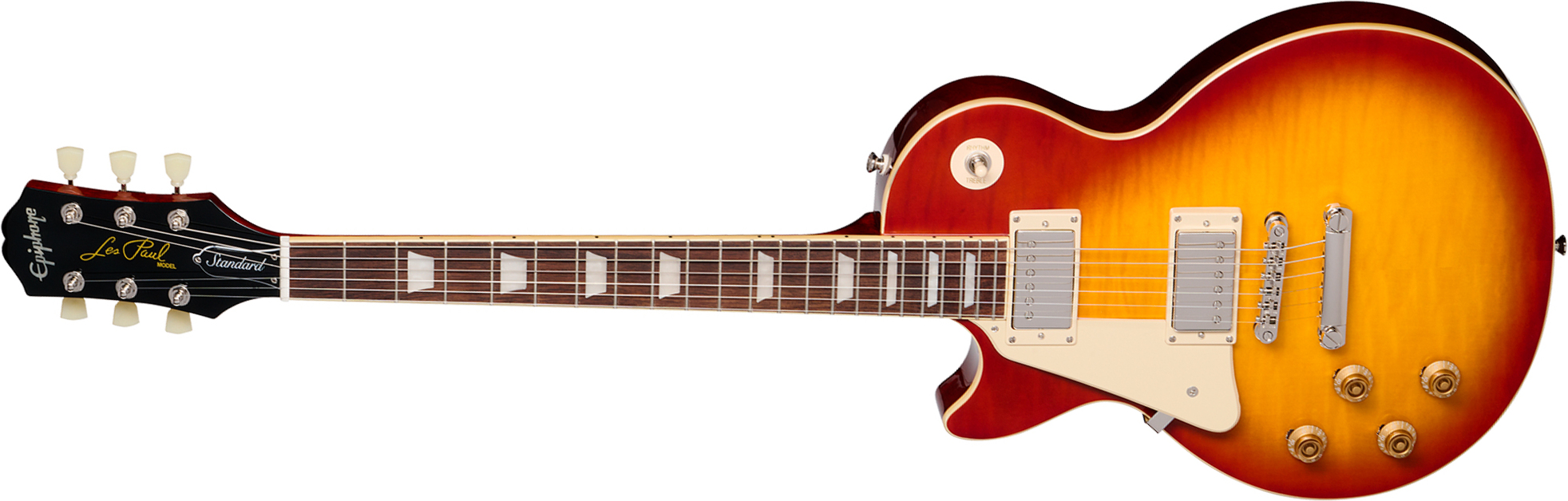 Epiphone Les Paul Standard 50s Figured Lh Ibg Original Gaucher 2h Ht Rw - Washed Cherry Sunburst - Single-Cut-E-Gitarre - Main picture