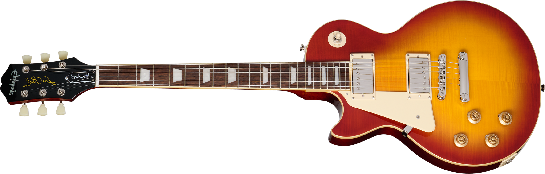 Epiphone Les Paul Standard 50s Figured Lh Insp. By Gibson Gaucher 2h Ht Lau - Washed Cherry Sunburst - Single-Cut-E-Gitarre - Main picture