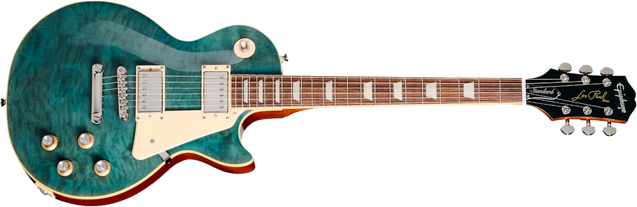 Epiphone Les Paul Standard 60s Quilt Top Ltd Ibg Original 2h Ht Lau - Translucent Blue - Single-Cut-E-Gitarre - Main picture