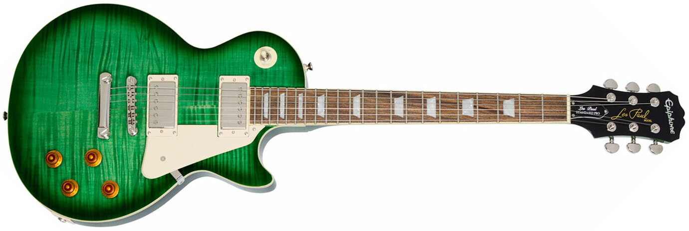 Epiphone Les Paul Standard Plus Top Pro 2018 Hh Ht Pf - Green Burst - Single-Cut-E-Gitarre - Main picture