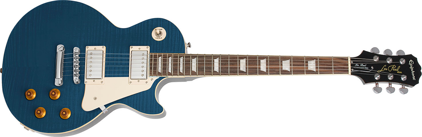 Epiphone Les Paul Standard Plus Top Pro Ch - Trans Blue - Single-Cut-E-Gitarre - Main picture