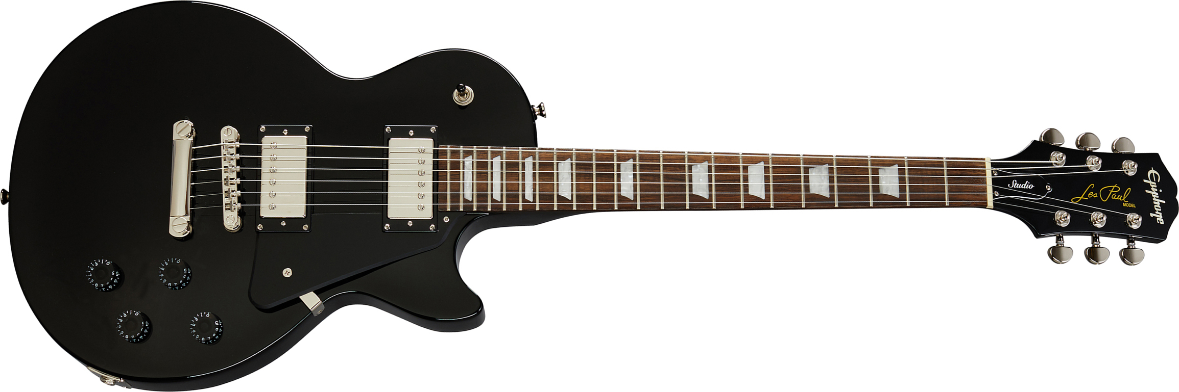 Epiphone Les Paul Studio 2h Ht Pf - Ebony - Single-Cut-E-Gitarre - Main picture