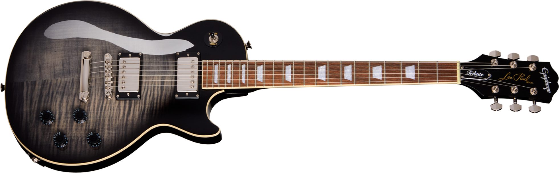 Epiphone Les Paul Tribute Plus Ibg 2h Ht Rw - Ebony Burst - Single-Cut-E-Gitarre - Main picture