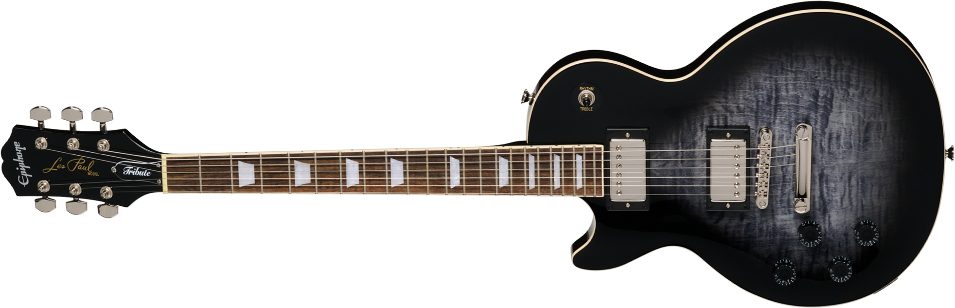Epiphone Les Paul Tribute Plus Lh Gaucher Ibg 2h Ht Rw - Ebony Burst - Single-Cut-E-Gitarre - Main picture