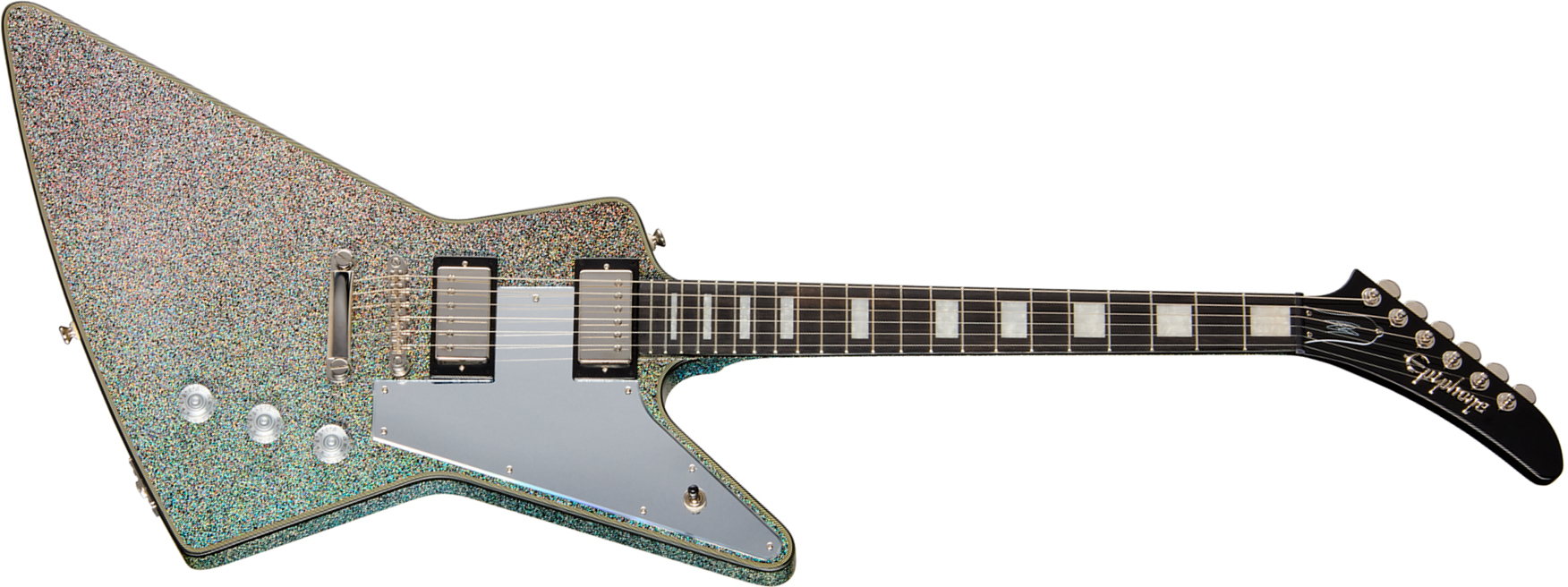 Epiphone Lzzy Hale Explorer Custom Signature 2h Ht Eb - Black Diamond Holographic Sparkle - E-Gitarre aus Metall - Main picture