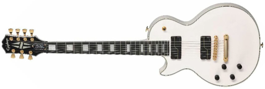 Epiphone Matt Heafy Les Paul Custom Origins 7c Lh Signature Gaucher 2h Fishman Fluence Ht Eb - Bone White - E-Gitarre für Linkshänder - Main picture