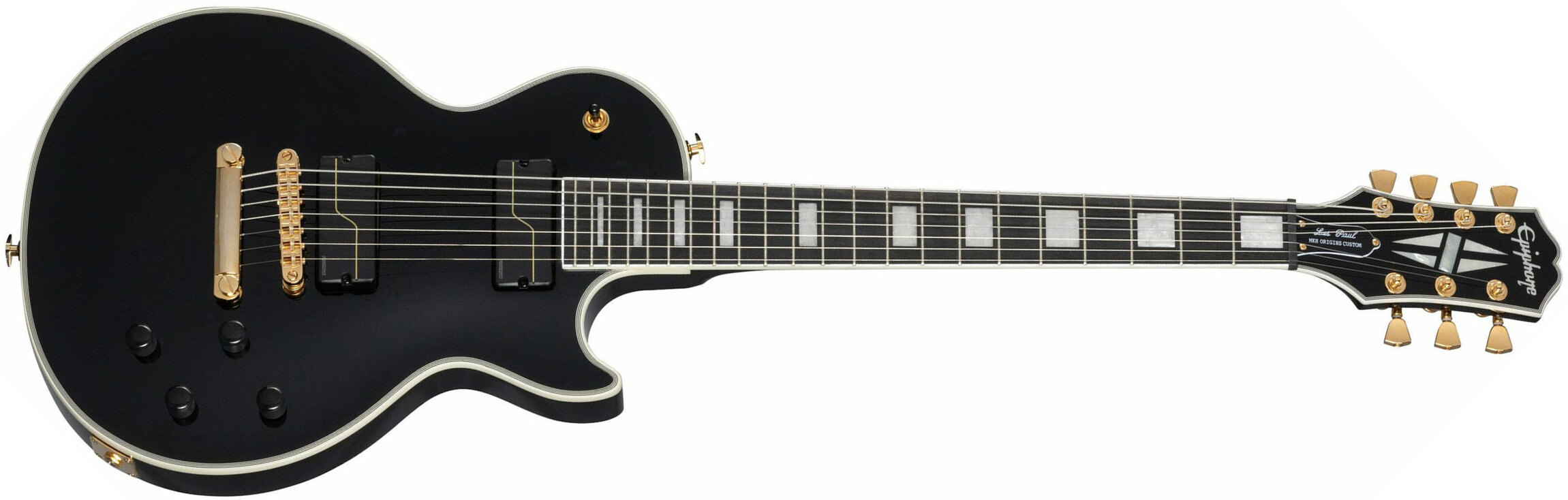 Epiphone Matt Heafy Les Paul Custom Origins 7c Signature 2h Fishman Fluence Custom Ht Eb - Ebony - 7-saitige E-Gitarre - Main picture