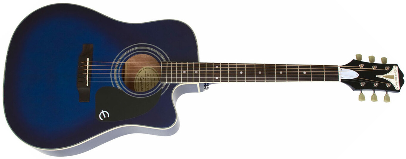 Epiphone Pro-1 Ultra Acoustic Dreadnought Cw Epicea Acajou - Translucent Blue - Elektroakustische Gitarre - Main picture