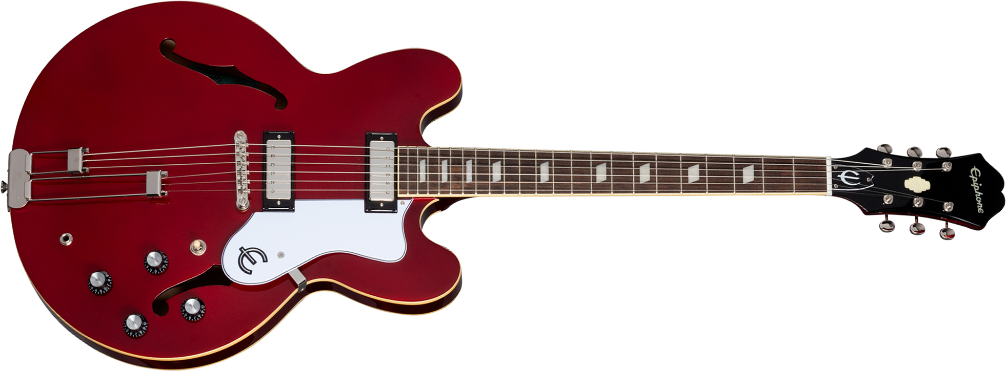 Epiphone Riviera Original Archtop 2mh Ht Rw - Sparkling Burgundy Top - Semi-Hollow E-Gitarre - Main picture