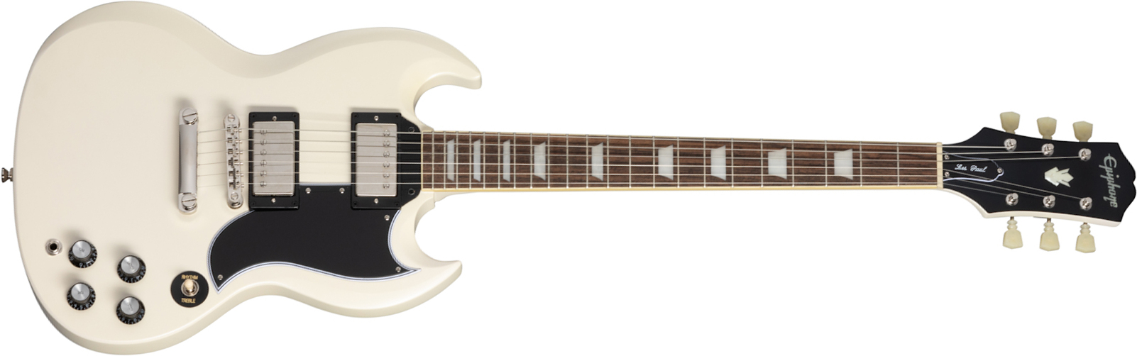 Epiphone Sg Les Paul Standard 1961 2h Ht Lau - Aged Classic White - Double Cut E-Gitarre - Main picture