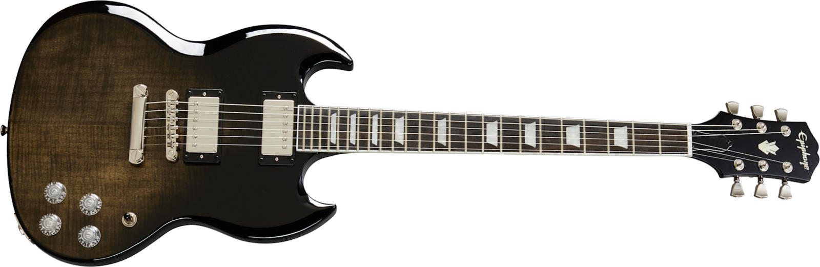 Epiphone Sg Modern Figured 2h Ht Eb - Black Transparent - Double Cut E-Gitarre - Main picture