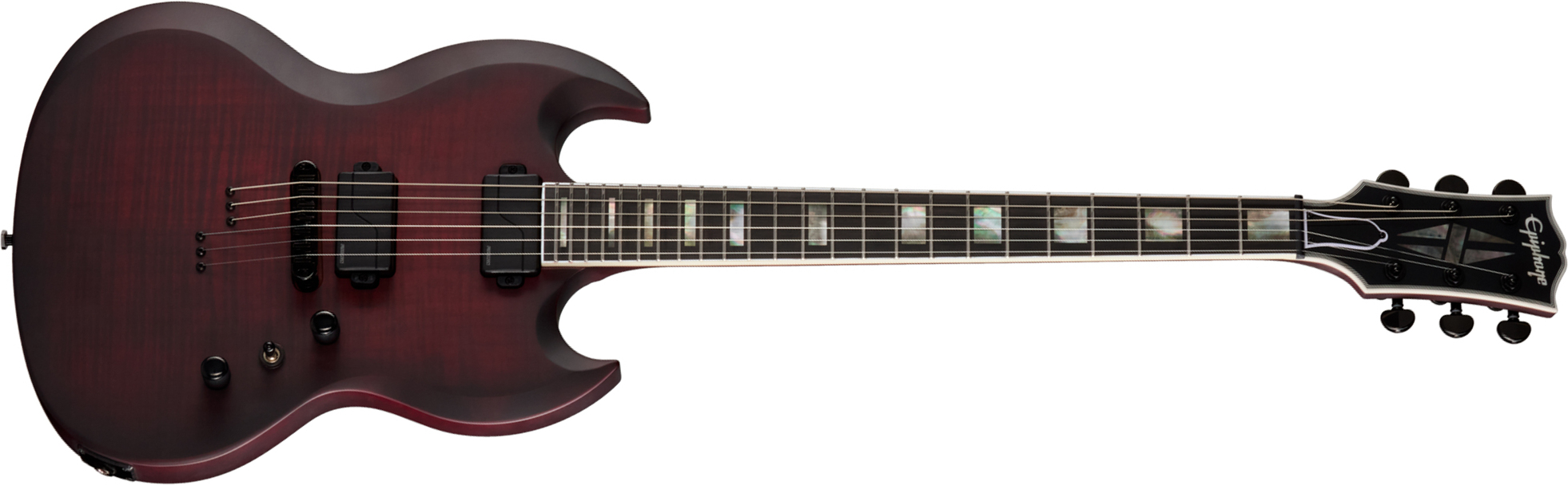 Epiphone Sg Prophecy Modern 2h Fishman Fluence Ht Eb - Crimson Fog Satin - Double Cut E-Gitarre - Main picture