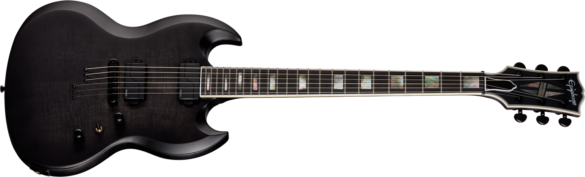 Epiphone Sg Prophecy Modern 2h Fishman Fluence Ht Eb - Obsidian Storm Satin - Double Cut E-Gitarre - Main picture