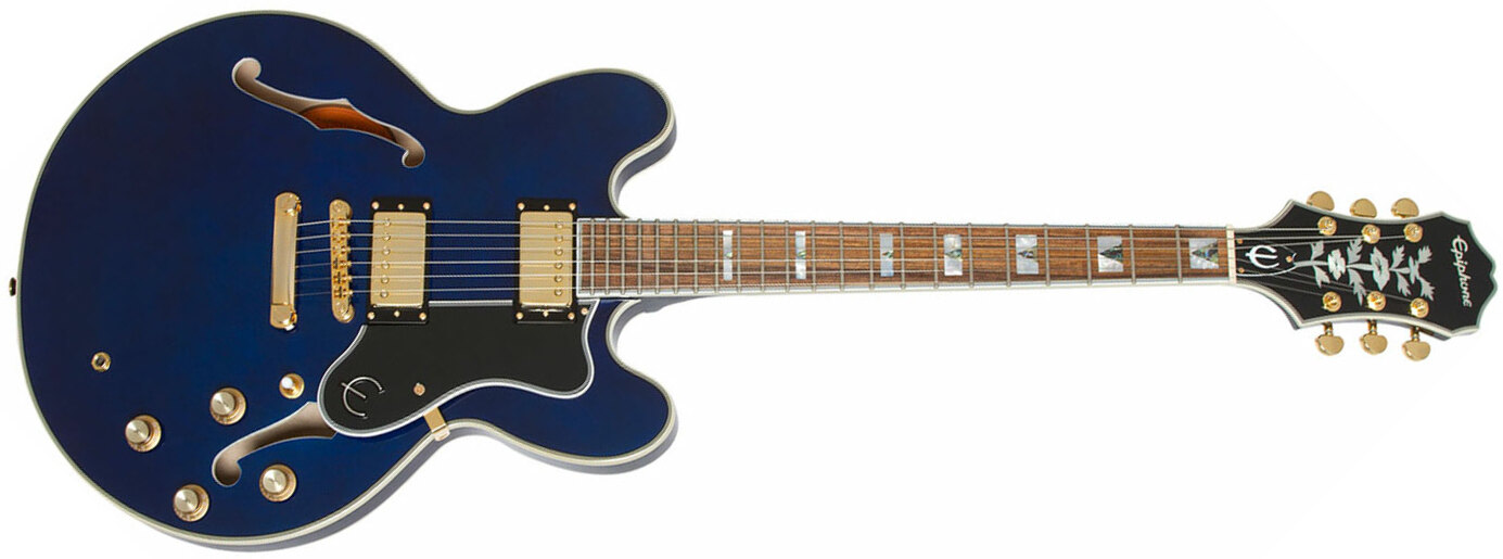 Epiphone Sheraton Ii Pro 2018 Hh Ht Pf - Midnight Sapphire - Semi-Hollow E-Gitarre - Main picture