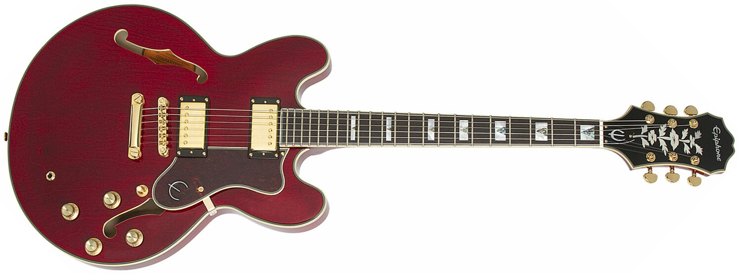 Epiphone Sheraton Ii Pro 2018 Hh Ht Pf - Wine Red - Semi-Hollow E-Gitarre - Main picture