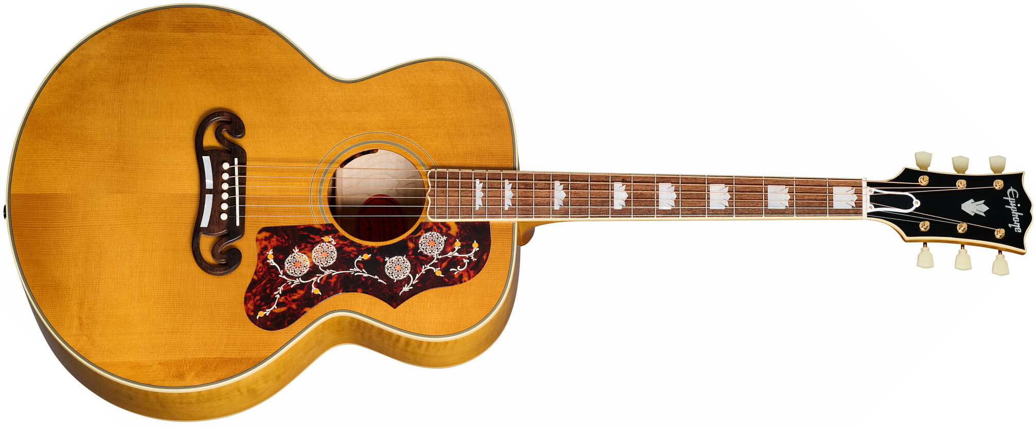 Epiphone Sj200 1957 Inspired By Jumbo Epicea Erable Lau - Antique Natural - Elektroakustische Gitarre - Main picture