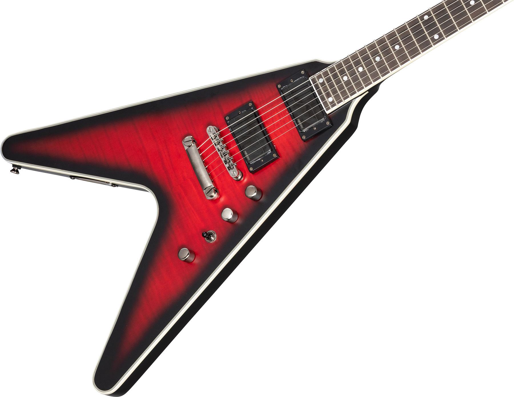 Epiphone Dave Mustaine Flying V Prophecy 2h Fishman Fluence Ht Eb - Aged Dark Red Burst - E-Gitarre aus Metall - Variation 3