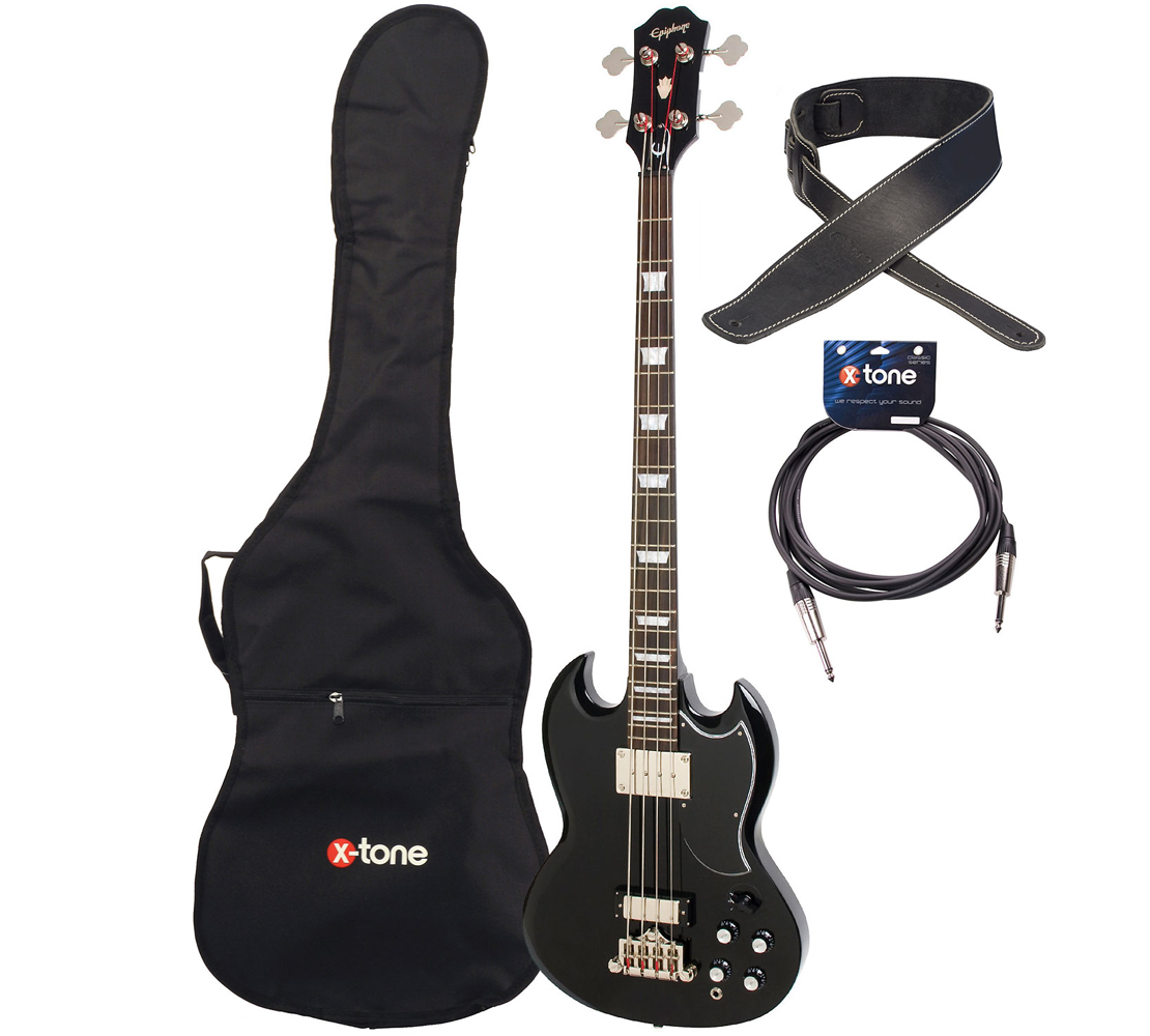 Epiphone Eb-3 + Housse + Sangle + Jack - Ebony - E-Bass Set - Variation 1