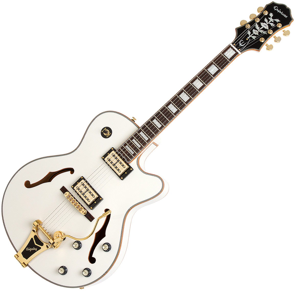 Hollowbody egitarre Epiphone Emperor Swingster Royale pearl white weiß