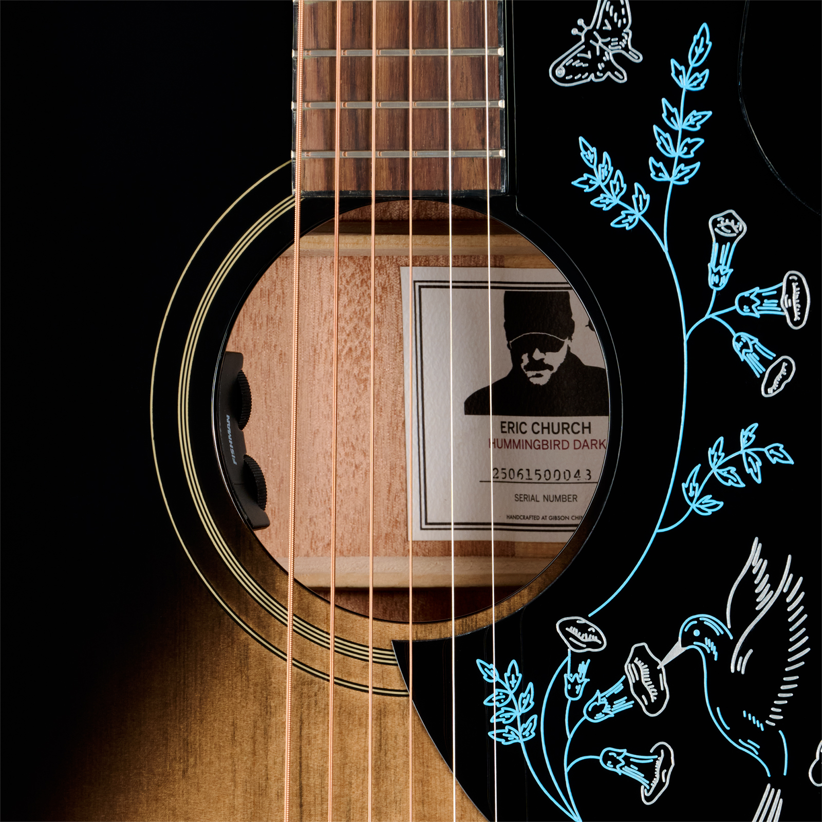 Epiphone Eric Church Hummingbird Dark Signature Dreadnought Shsc Epicea Acajou Rw - Cobra Burst - Folk-Gitarre - Variation 4