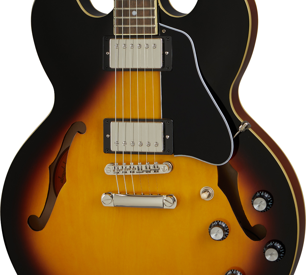 Epiphone Es-335 Inspired By Gibson Original 2h Ht Rw - Vintage Sunburst - Semi-Hollow E-Gitarre - Variation 2