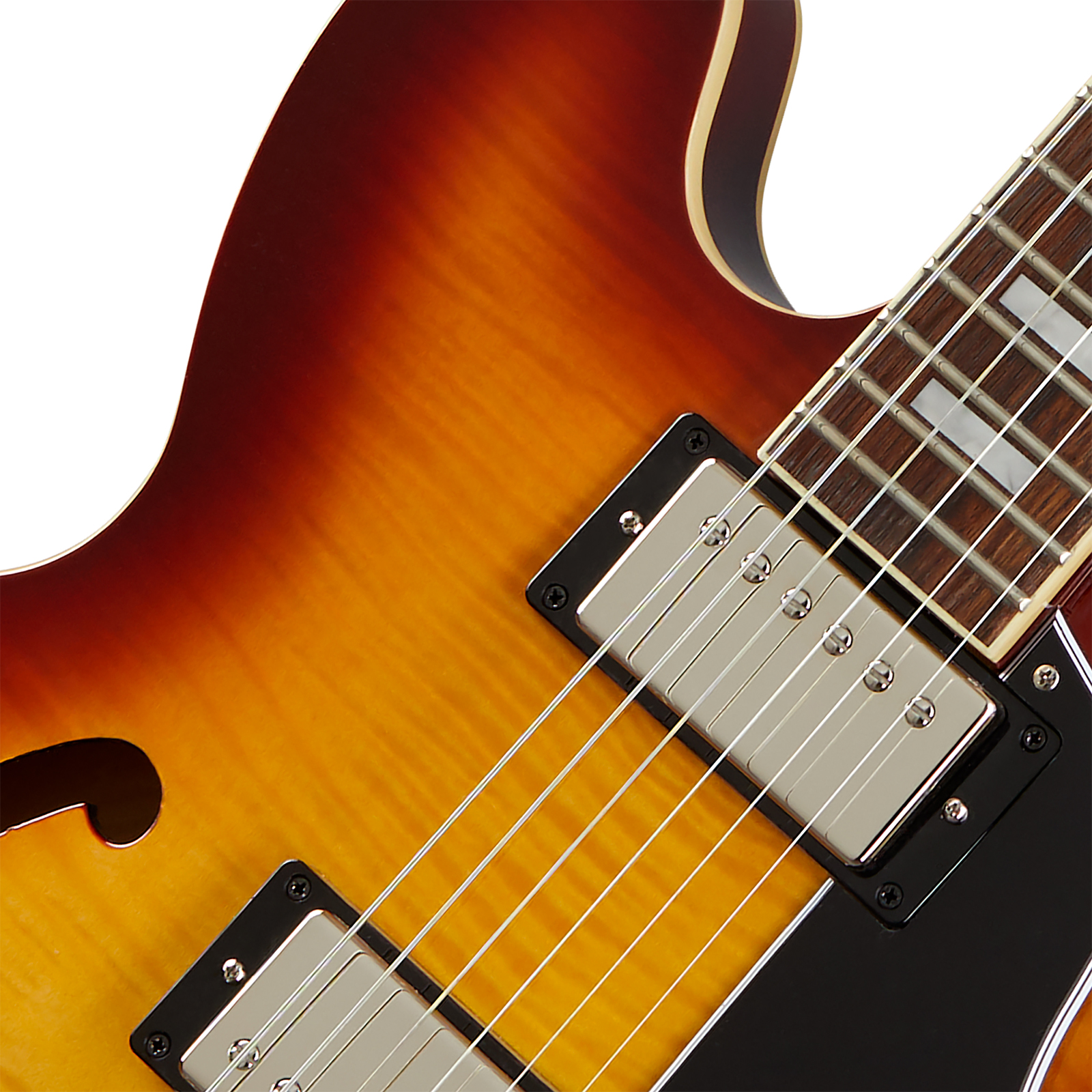 Epiphone Es335 Figured Ibg Original 2h Ht Rw - Raspberry Tea Burst - Semi-Hollow E-Gitarre - Variation 2